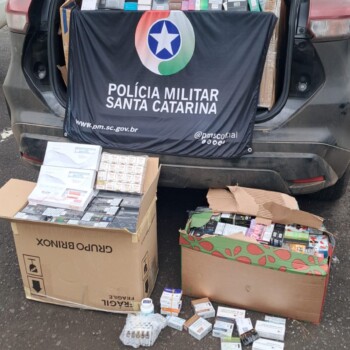PMRv apreende mais de 2 mil cigarros eletrônicos e medicamentos estrangeiros na SC-350