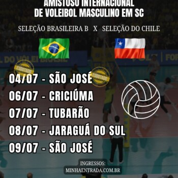 Seleção Brasileira B de Vôlei Masculino terá um jogo extra contra o Chile em SC