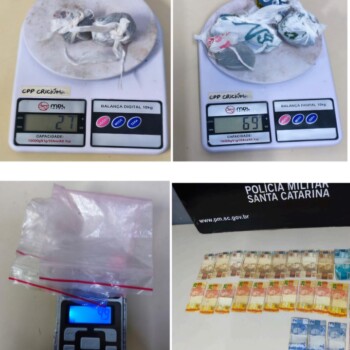 Jovem é preso com maconha, ecstasy, dinheiro e balança de precisão em Criciúma